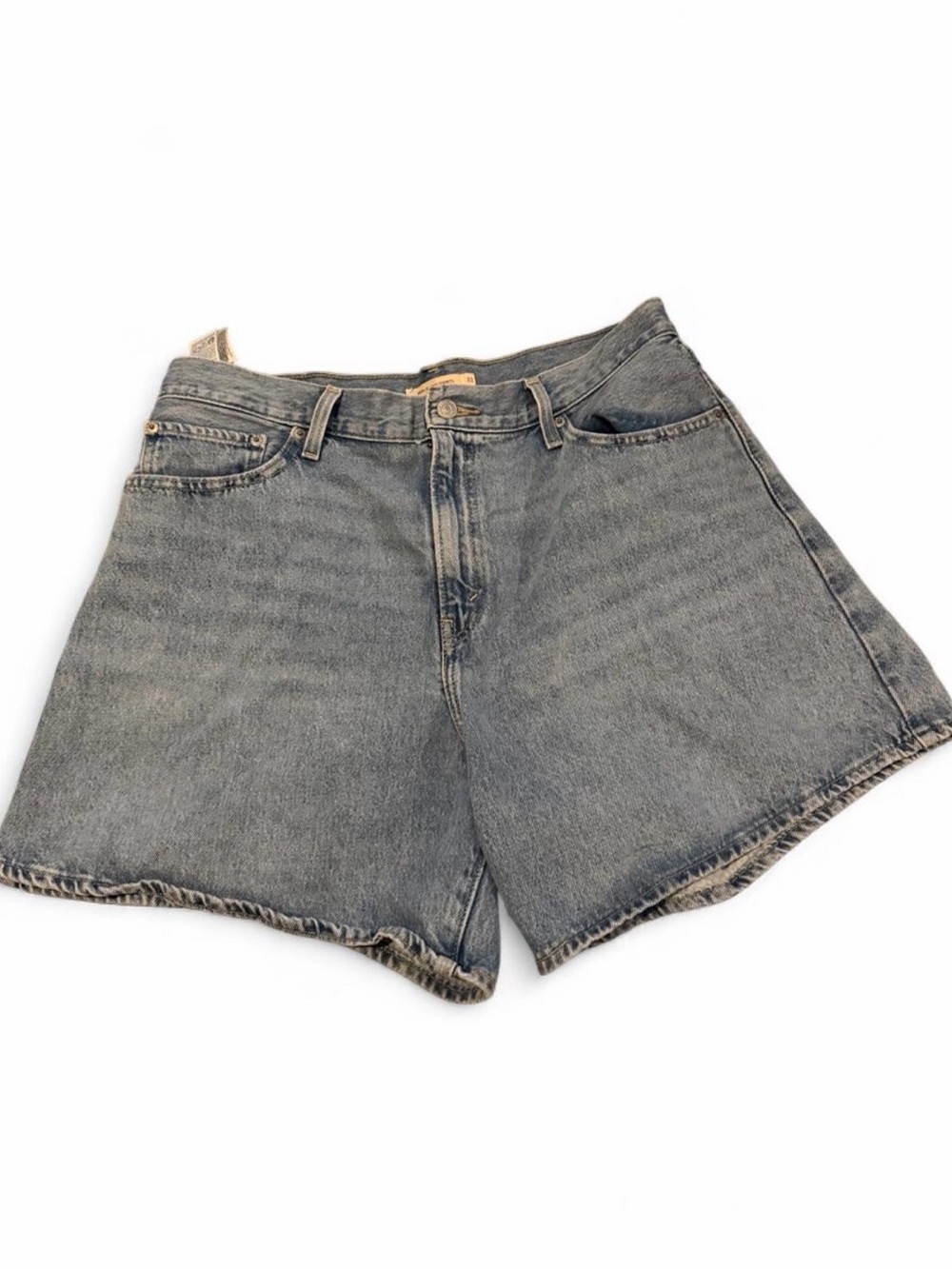 Levi's Washed Grey High-Rise Denim Shorts